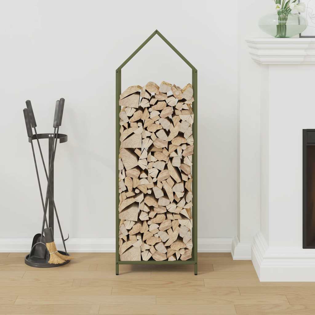 vidaXL Rastrelliera per Legna da Ardere Verde Oliva 40x25x120 cm