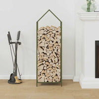 vidaXL Rastrelliera per Legna da Ardere Verde Oliva 40x25x120 cm