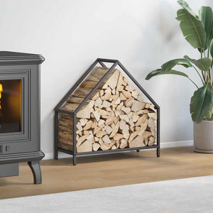 vidaXL Rastrelliera per Legna da Ardere Nera 60x25x60 cm