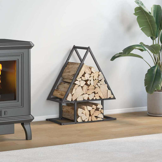 Rastrelliera per Legna da Ardere Nera 50x25x60 cm 864311