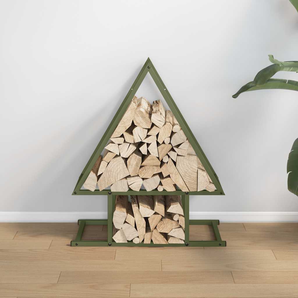 vidaXL Rastrelliera per Legna da Ardere Verde Oliva 50x25x60 cm