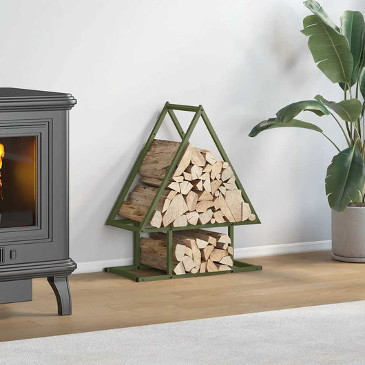 Rastrelliera per Legna da Ardere Verde Oliva 50x25x60 cm 864314