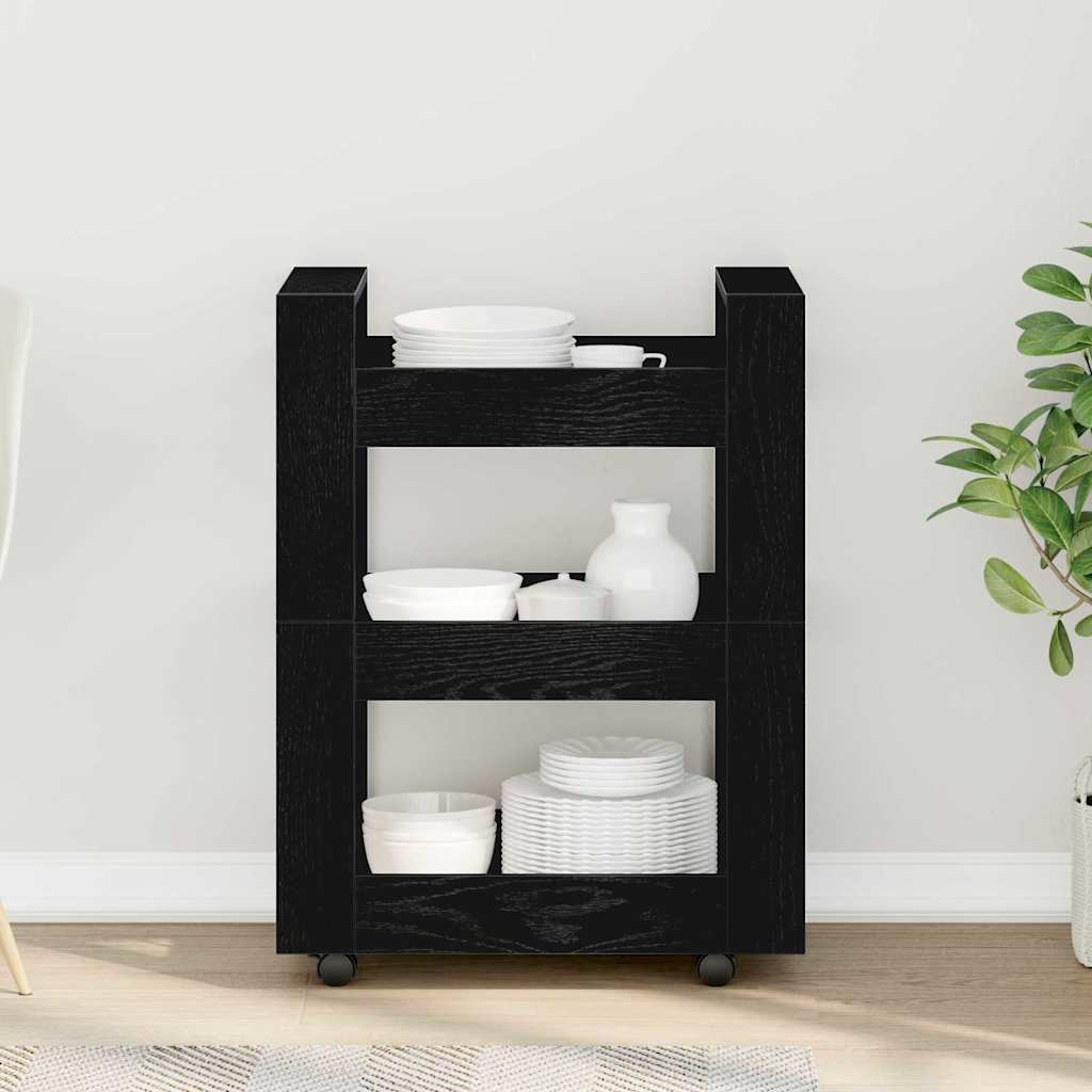 Carrello da Cucina Rovere nero 60 x 45 x 80 cm 862119
