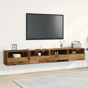 Mobile TV da parete 2 pz-Set di 2 Mobile TV a Muro-Credenza TV Legno vecchio 100 x 30 x 30 cm