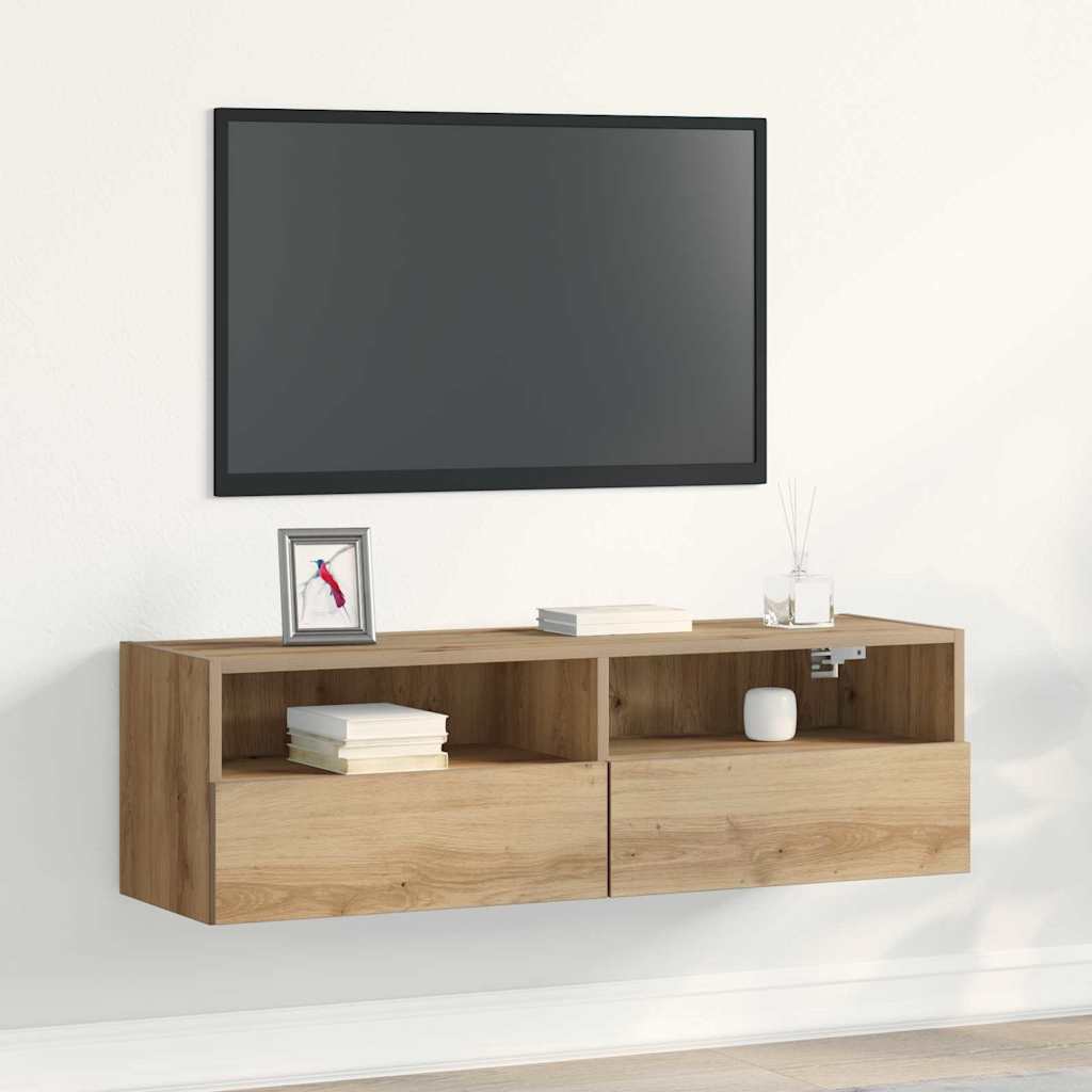 Mobile TV da parete-Mobile TV a Muro-Credenza TV rovere artigianale 100 x 30 x 30 cm