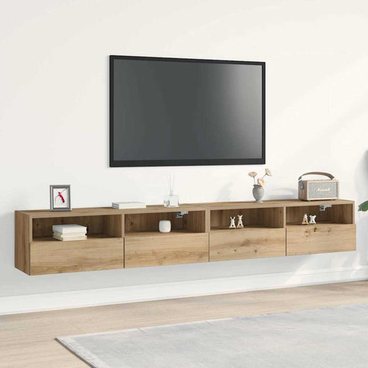 Mobile TV da parete 2 pz-Set di 2 Mobile TV a Muro-Credenza TV rovere artigianale 100 x 30 x 30 cm