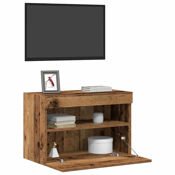 Mobile TV da parete 2 pz-Set di 2 Mobile TV a Muro-Credenza TV Legno vecchio 60 x 30 x 40 cm