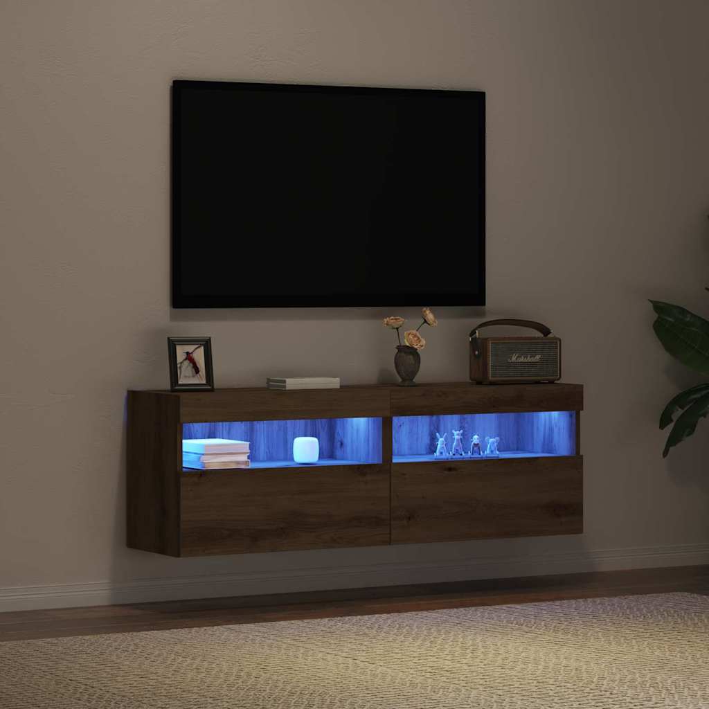 Mobile TV da parete 2 pz-Set di 2 Mobile TV a Muro-Credenza TV rovere artigianale 60 x 30 x 40 cm