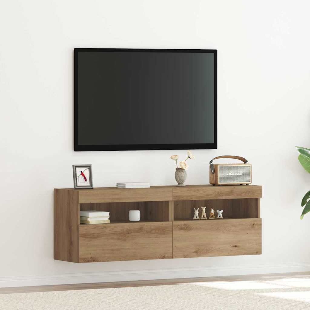 Mobile TV da parete 2 pz-Set di 2 Mobile TV a Muro-Credenza TV rovere artigianale 60 x 30 x 40 cm