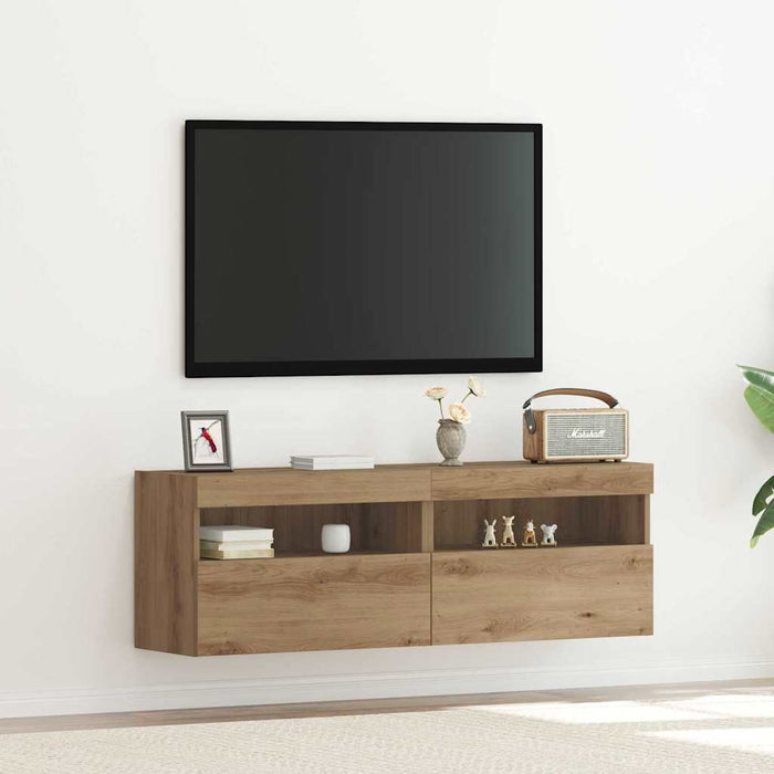 Mobile TV da parete 2 pz-Set di 2 Mobile TV a Muro-Credenza TV rovere artigianale 60 x 30 x 40 cm