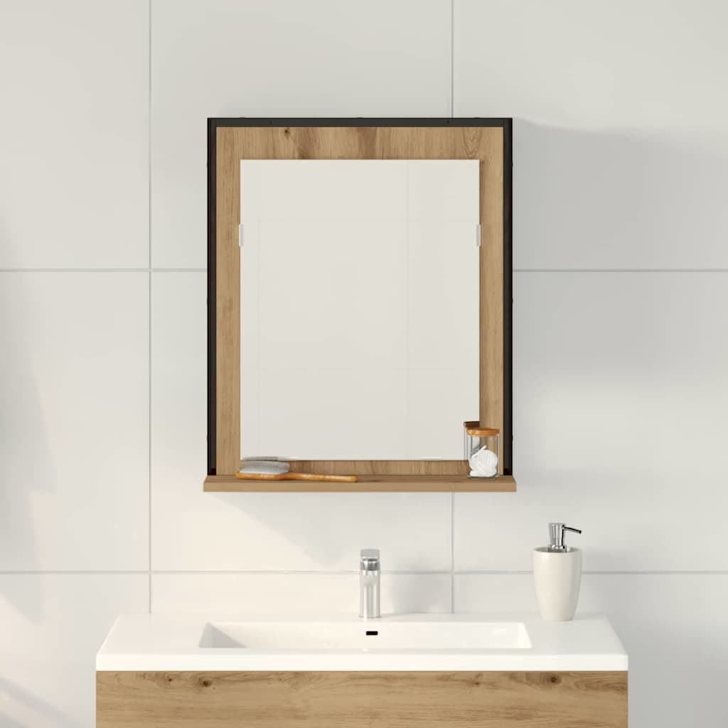 Specchio da bagno rovere artigianale 50 x 12 x 60 cm 862221