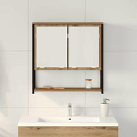 Armadietto da bagno con specchio con porta rovere artigianale 862224
