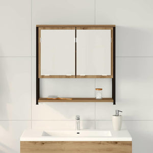 Armadietto da bagno con specchio con porta rovere artigianale 862224