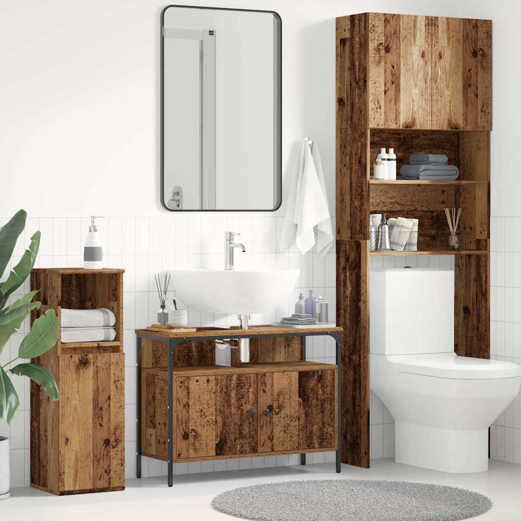 Armadio per Lavabo da Bagno-Armadietto da bagno-Mobiletto da bagno Legno vecchio 80 x 30 x 60 cm