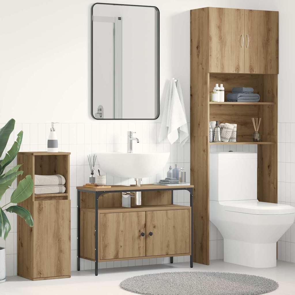 Armadio per Lavabo da Bagno-Armadietto da bagno-Mobiletto da bagno rovere artigianale 80 x 30 x 60 cm