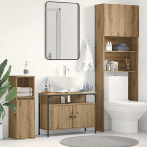Armadio per Lavabo da Bagno-Armadietto da bagno-Mobiletto da bagno rovere artigianale 80 x 30 x 60 cm