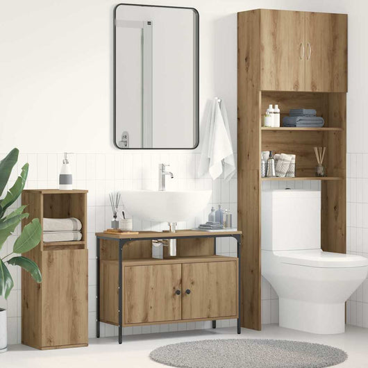 Armadio per Lavabo da Bagno-Armadietto da bagno-Mobiletto da bagno rovere artigianale 80 x 30 x 60 cm