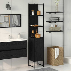 Mobile da Bagno con lo scaffale Rovere nero 33 x 33 x 185.5 cm 862240
