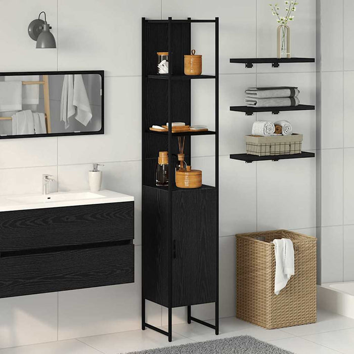 Mobile da Bagno con lo scaffale Rovere nero 33 x 33 x 185.5 cm 862240