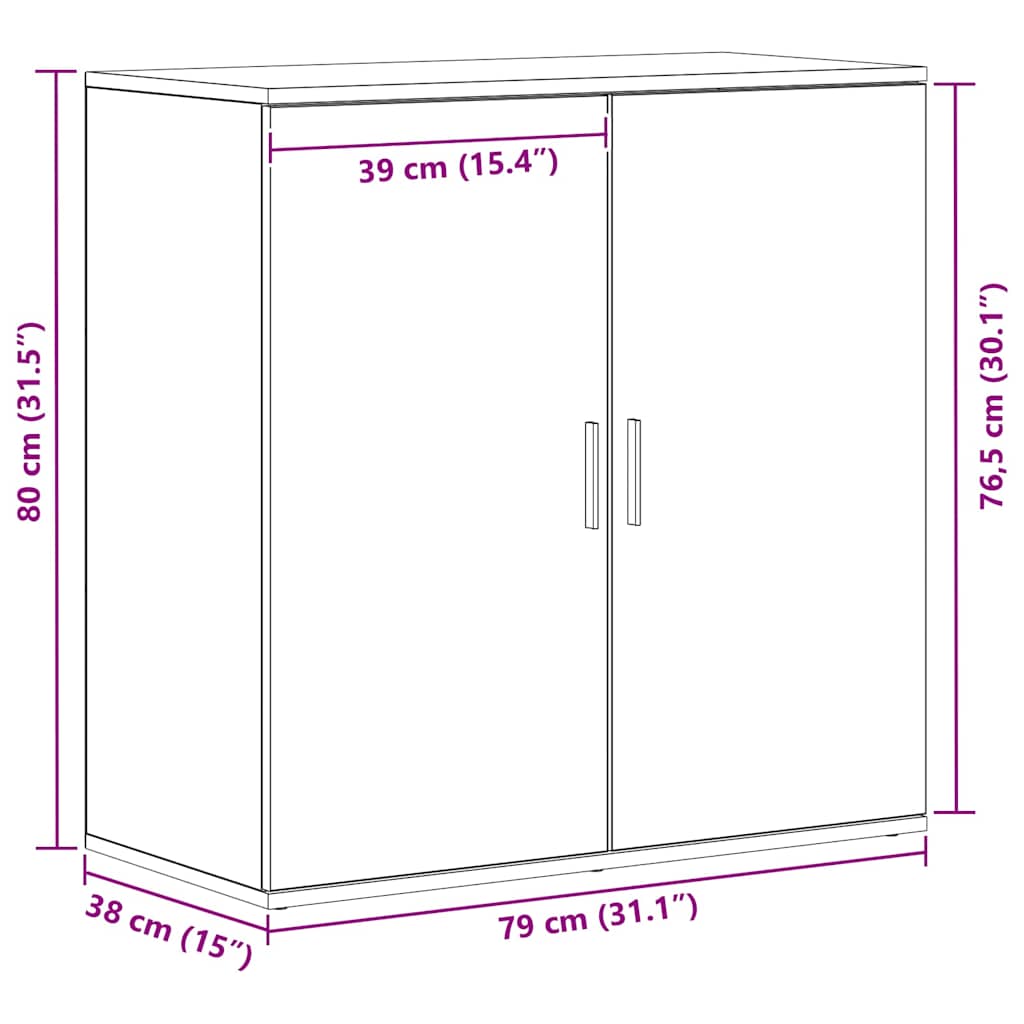 Credenza rovere artigianale 79 x 38 x 80 cm Legno multistrato 862268