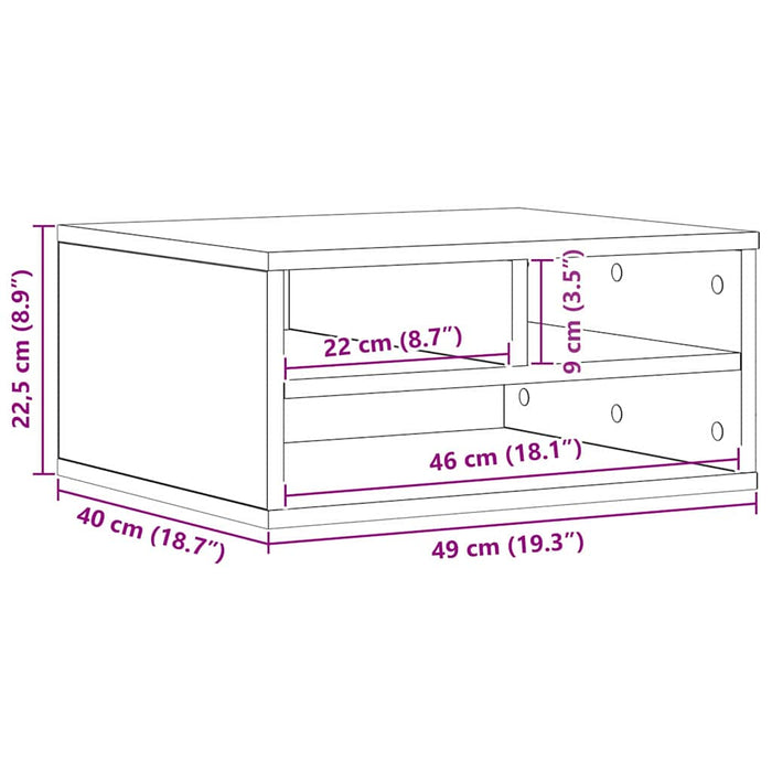 Supporto per Stampante Rovere Artigianale 49x40x22,5 cm Legno Ingegnerizzato 862271