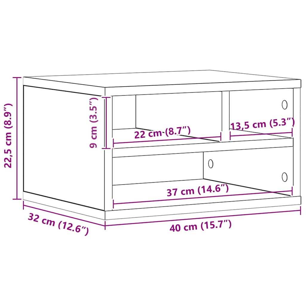 Supporto per Stampante rovere artigianale 40 x 32 x 22.5 cm 862274