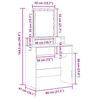 Tavolo da Trucco con cassetto Rovere nero 80 x 41 x 144.5 cm 862302