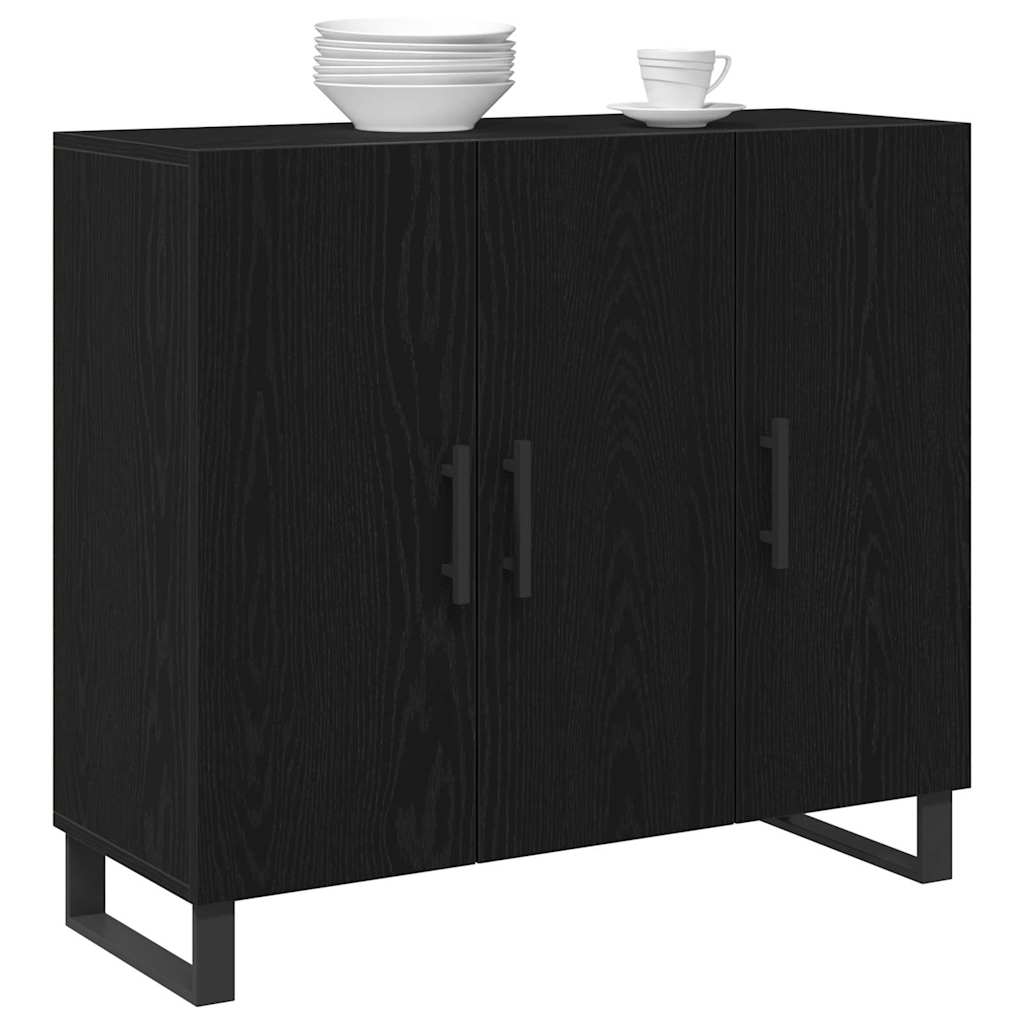 Credenza Rovere nero 90 x 34 x 80 cm Legno multistrato 862955