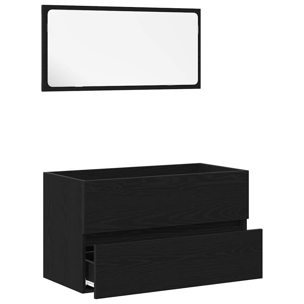 Set di Mobili per Bagno 2 pcs Rovere Nero 80 x 38.5 x 45 cm 863137