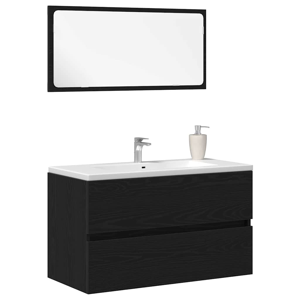 Set di Mobili per Bagno 2 pcs Rovere Nero 80 x 38.5 x 45 cm 863137