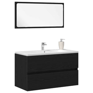 Set di Mobili per Bagno 2 pcs Rovere Nero 80 x 38.5 x 45 cm 863137