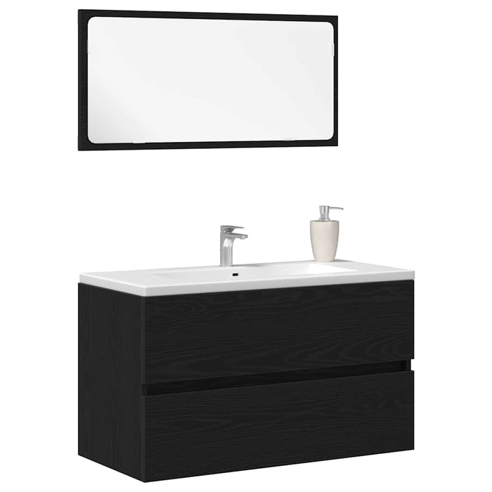 Set di Mobili per Bagno 2 pcs Rovere Nero 80 x 38.5 x 45 cm 863137
