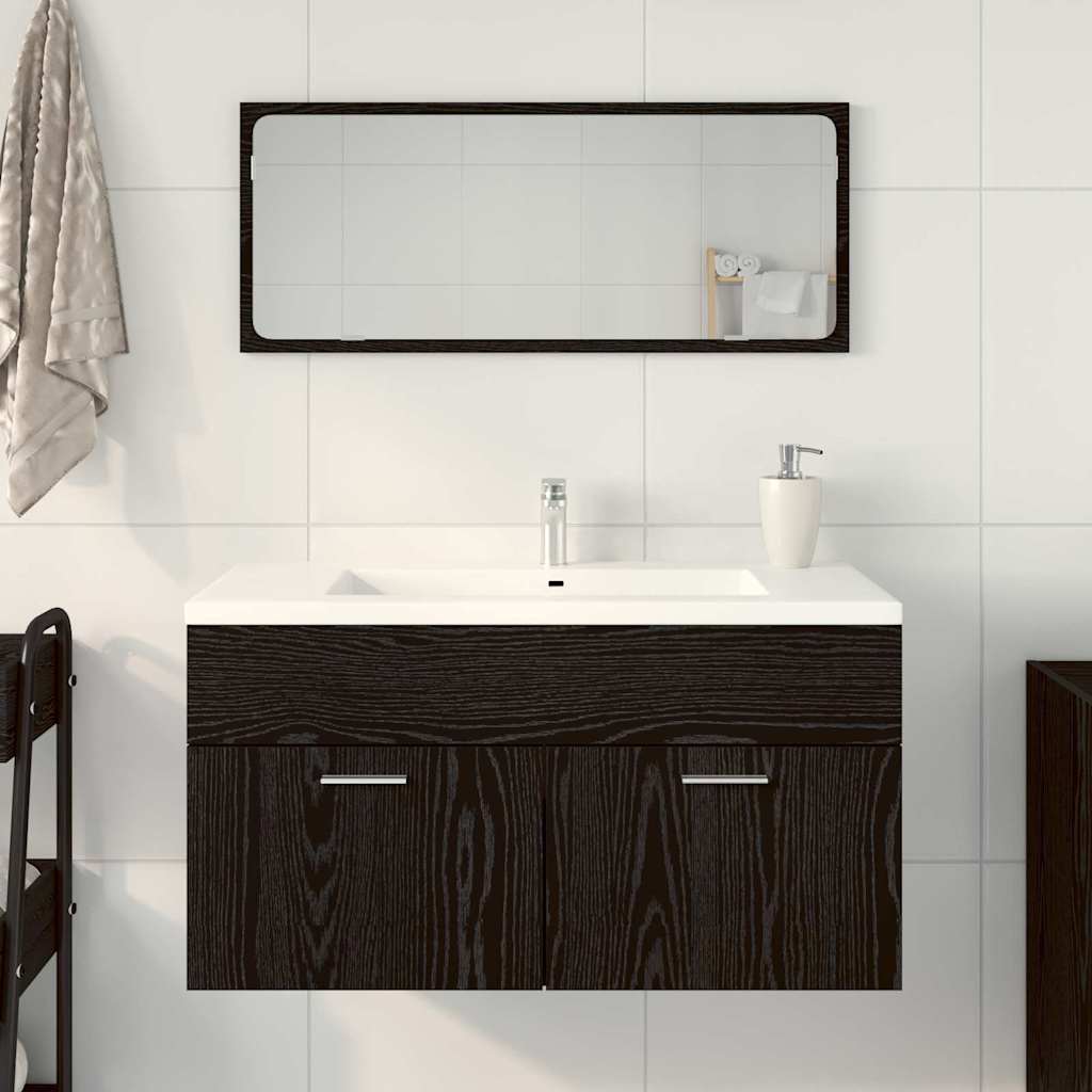 Set di Mobili da Bagno 2 pcs Rovere Nero 90 x 38.5 x 46 cm 863138