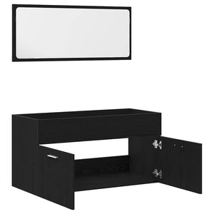 Set di Mobili da Bagno 2 pcs Rovere Nero 90 x 38.5 x 46 cm 863138