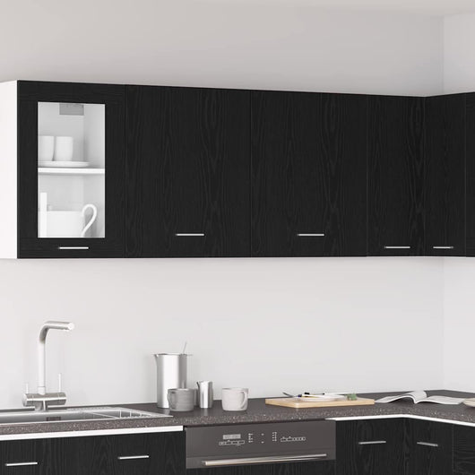 Armadi appesi con porta 2 pcs Rovere nero 100 x 31 x 60 cm 863145