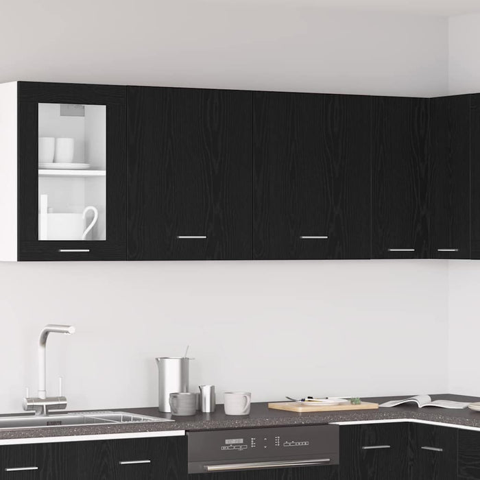 Armadi appesi con porta 2 pcs Rovere nero 100 x 31 x 60 cm 863145
