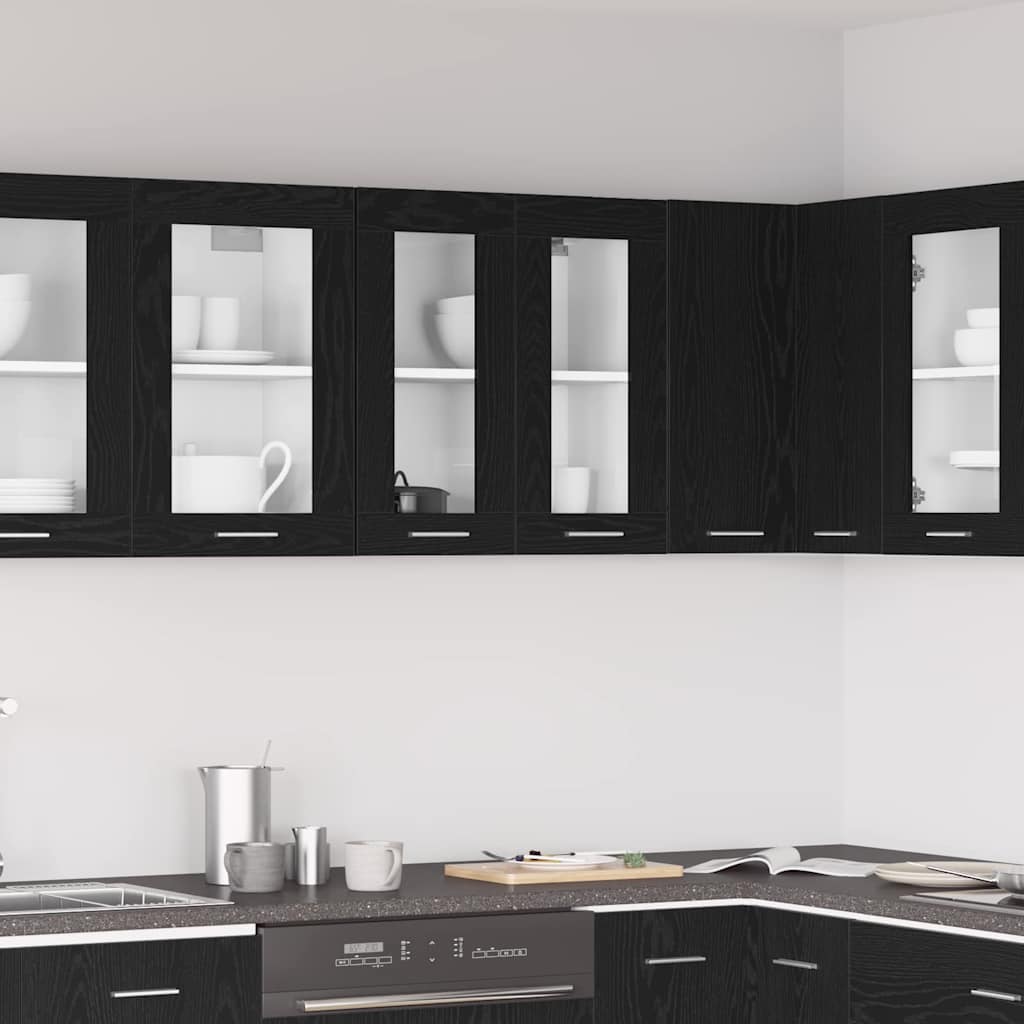Armadietto di vetro appeso Riga Rovere nero 60 x 31 x 60 cm 863152