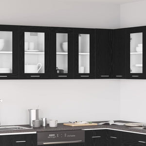 Armadietto di vetro appeso Riga Rovere nero 60 x 31 x 60 cm 863152