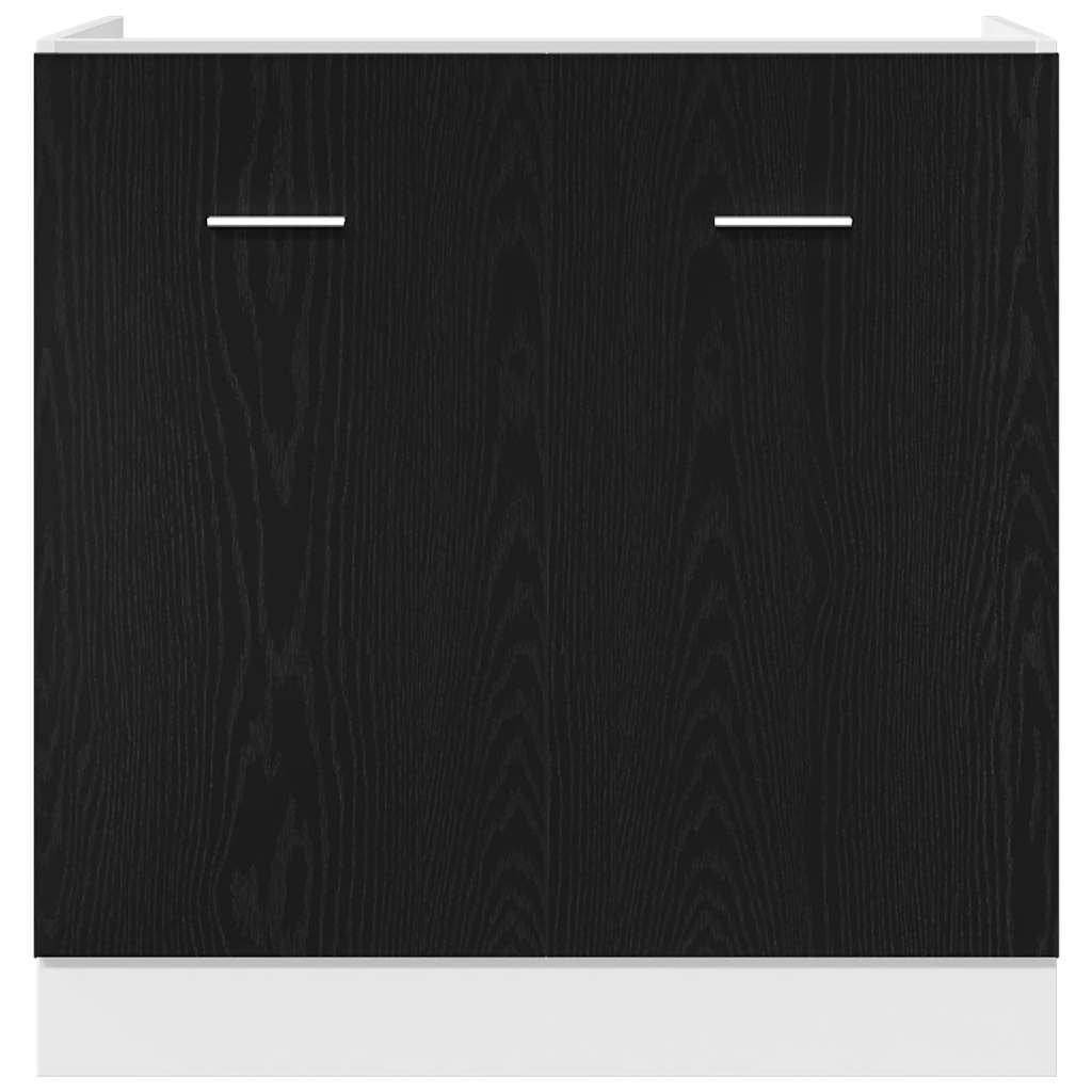 Mobile Sotto Lavello-Armadietto da bagno Rovere Nero 80x46x81,5 cm Legno Ingegnerizzato