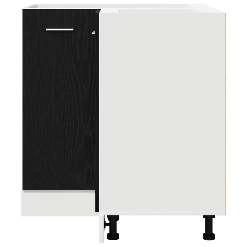 Armadio angolare in basso con lo scaffale Riga Rovere nero 863287