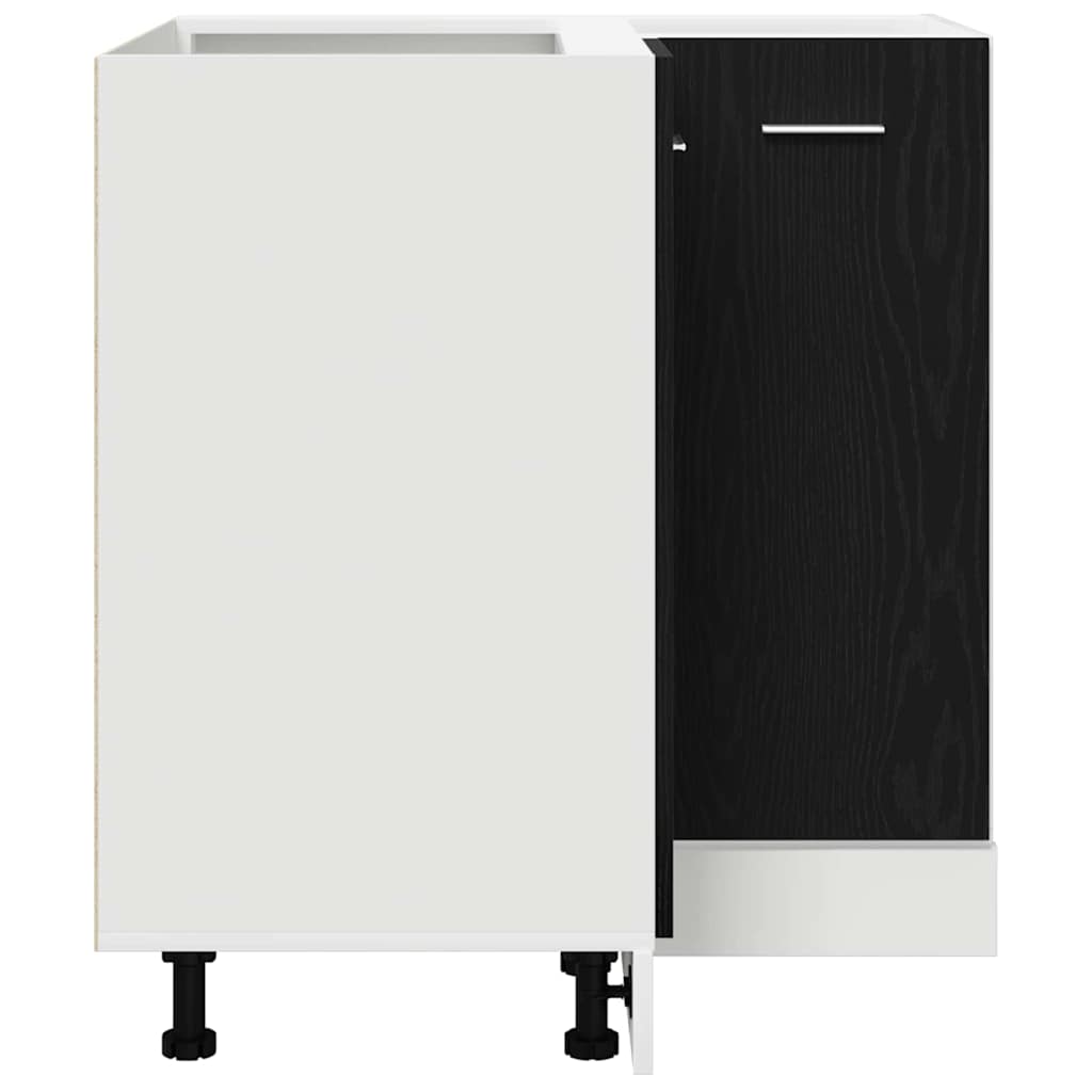 Armadio angolare in basso con lo scaffale Riga Rovere nero 863287