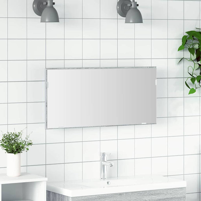 Specchio con luci a strisce a LED-Specchio da bagno Grigio sonoma alto 80 x 37 cm