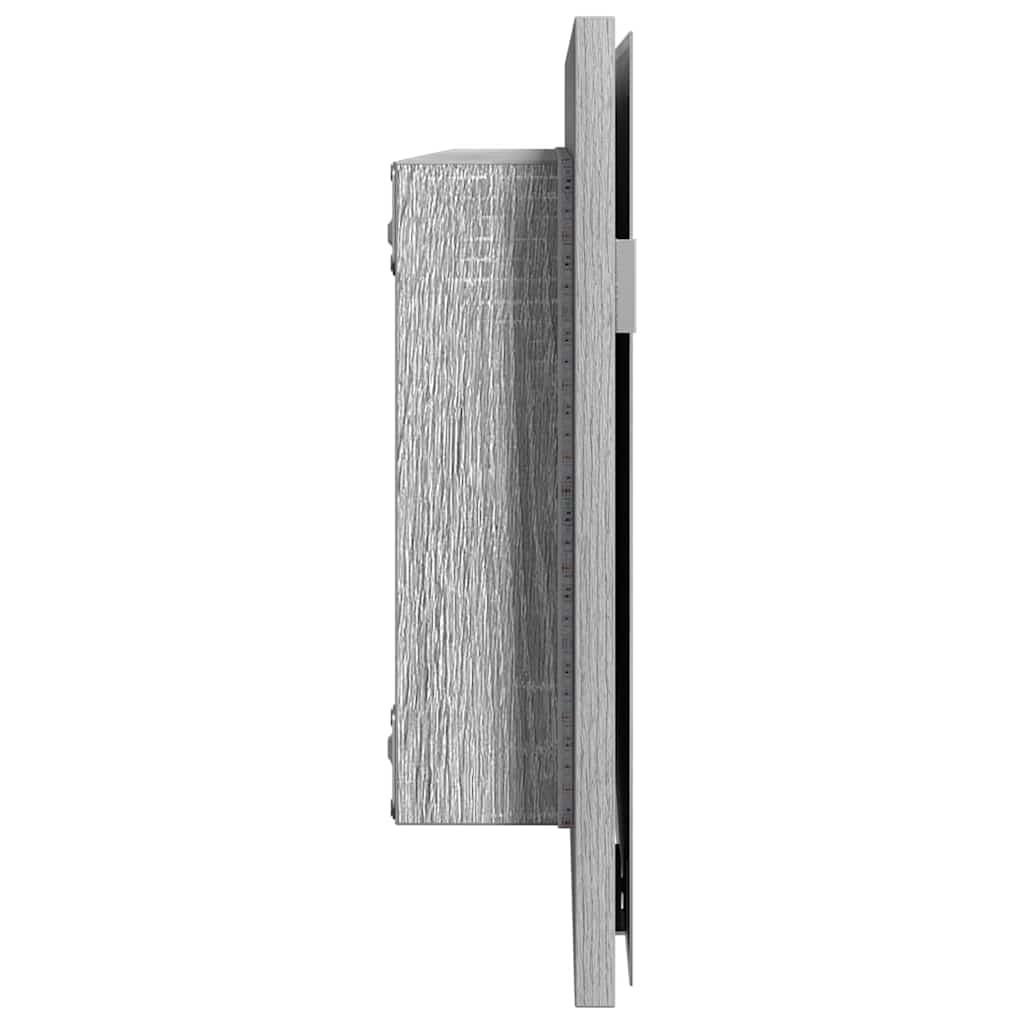 Specchio con luci a strisce a LED-Specchio da bagno Grigio sonoma alto 80 x 37 cm