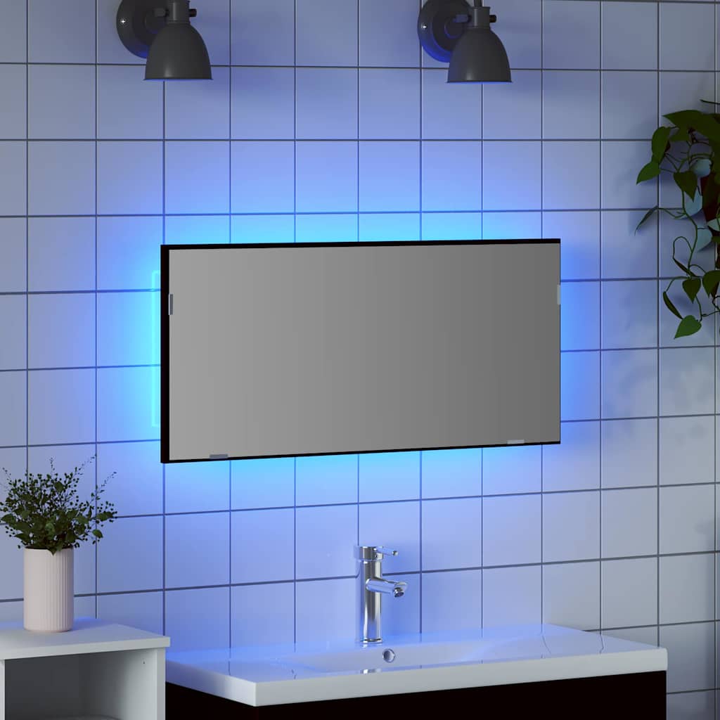 Specchio da bagno con specchio Rovere nero 80 x 8.5 x 37 cm 863308