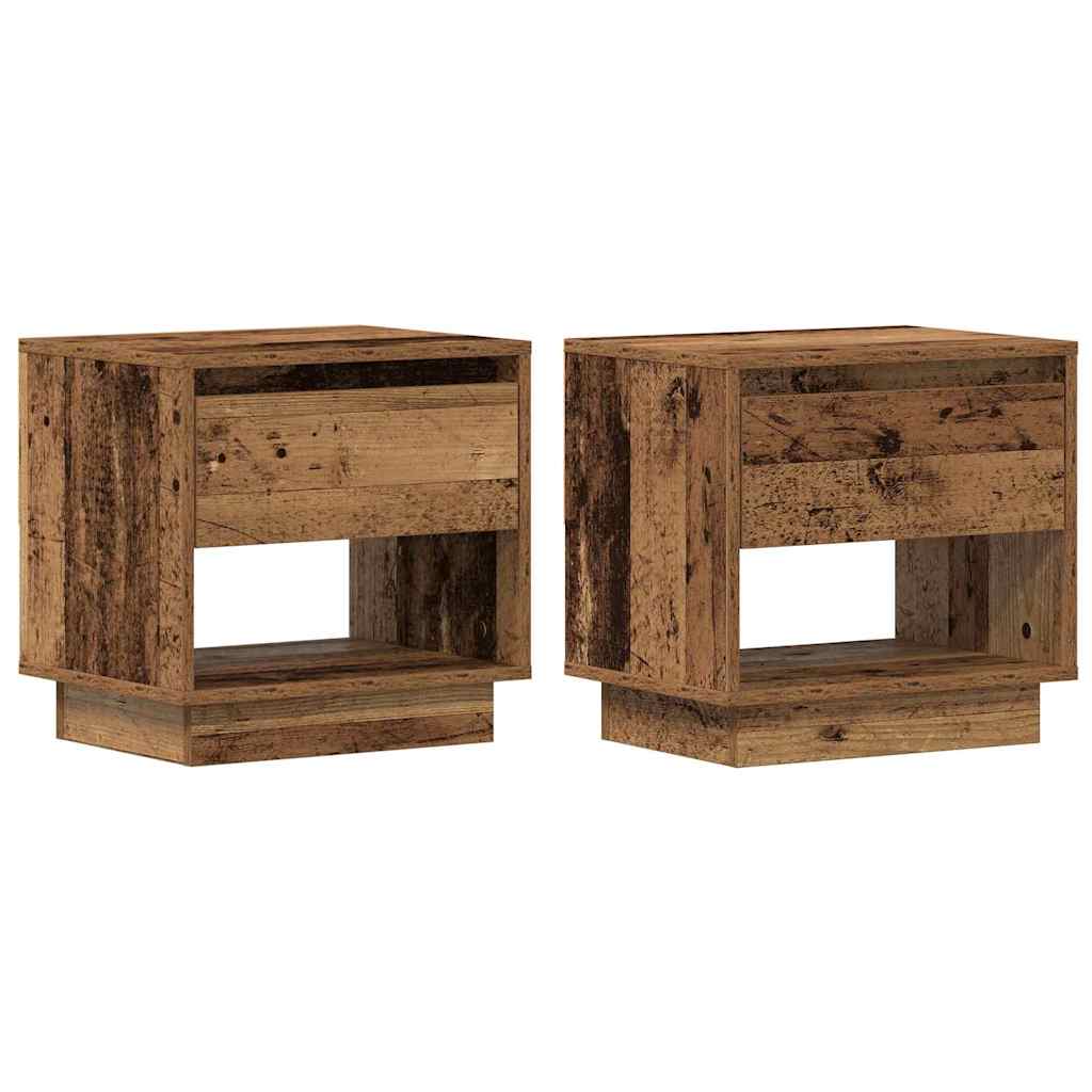 Comodino 2 pz-Set di 2 Tavolino da notte Legno vecchio 45 x 34 x 44 cm Legno multistrato