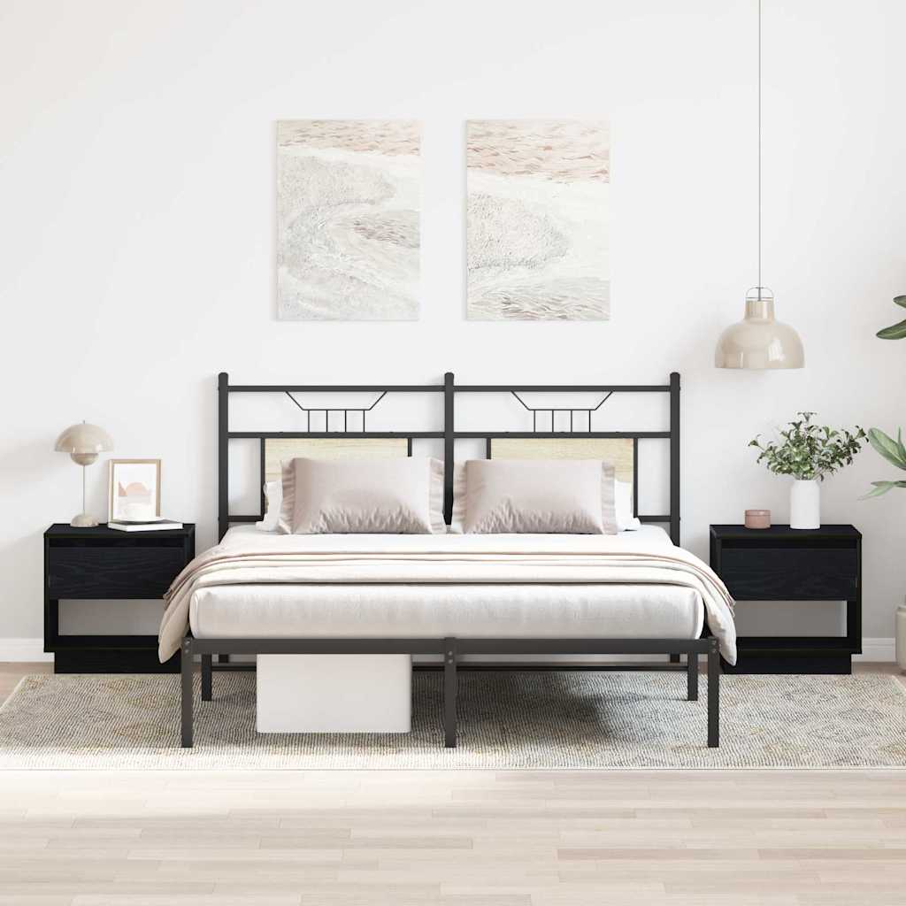 Comodino 2 pz-Set di 2 Tavolino da notte Rovere Nero 45 x 34 x 44 cm Legno multistrato
