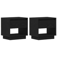 Comodino 2 pz-Set di 2 Tavolino da notte Rovere Nero 45 x 34 x 44 cm Legno multistrato