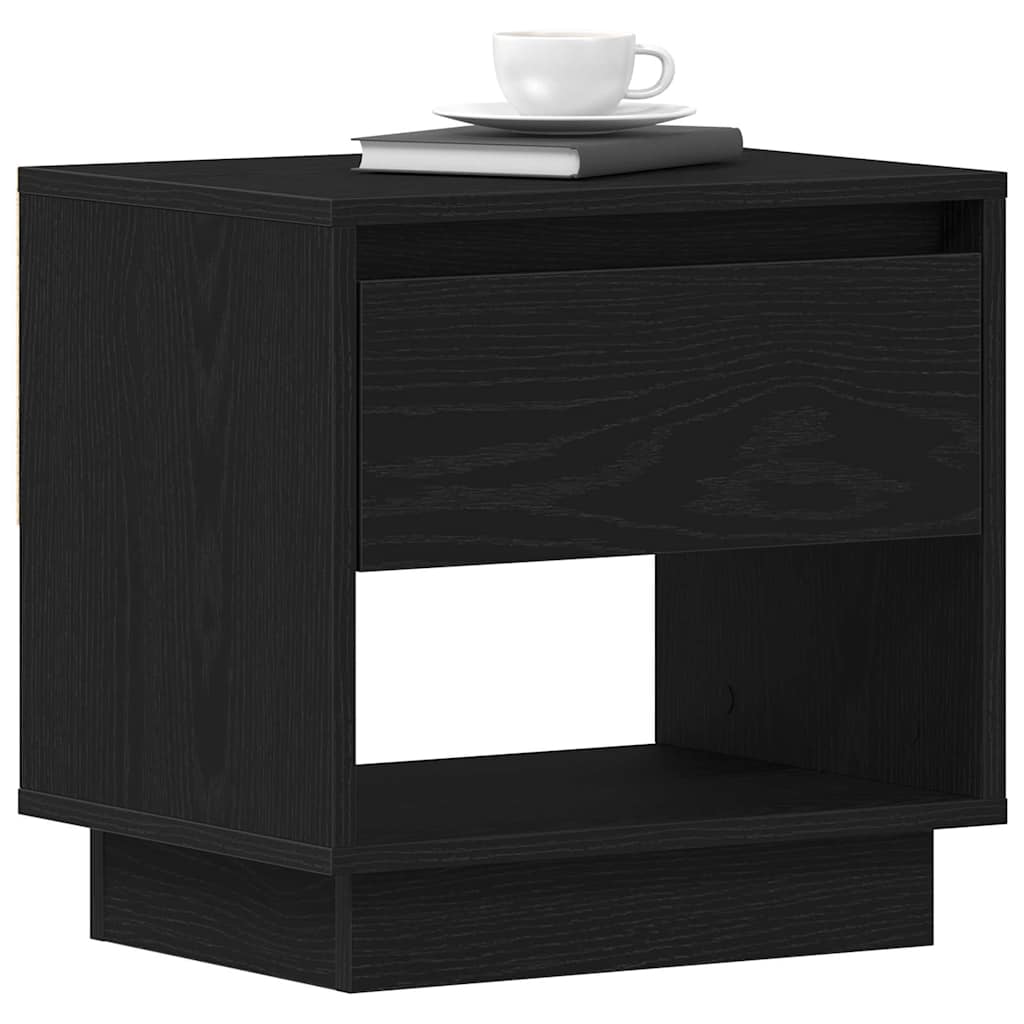 Comodino 2 pz-Set di 2 Tavolino da notte Rovere Nero 45 x 34 x 44 cm Legno multistrato