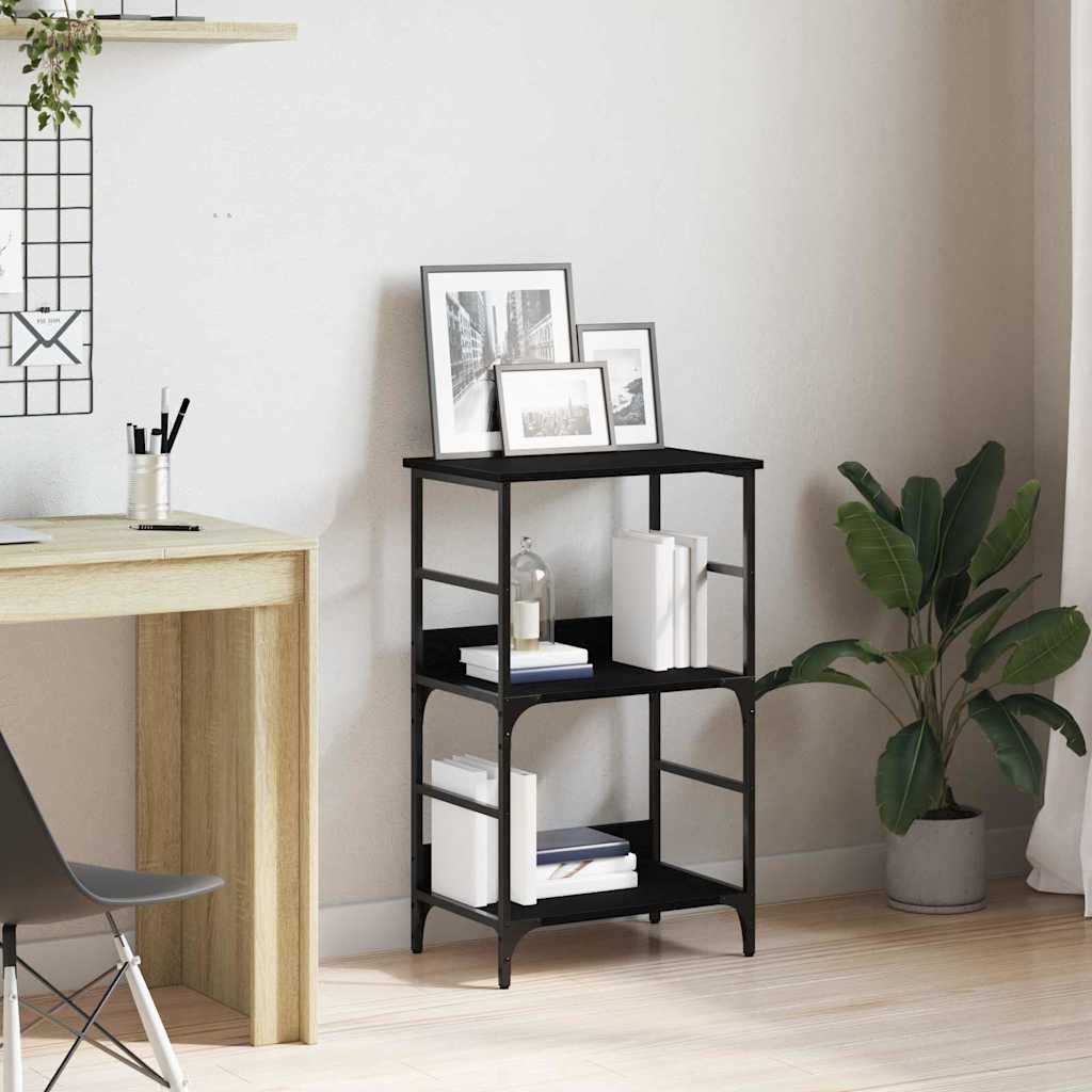 Libreria-Scaffale per Libri-Mobile di Stoccaggio Rovere Nero 50 x 33 x 82 cm Legno multistrato