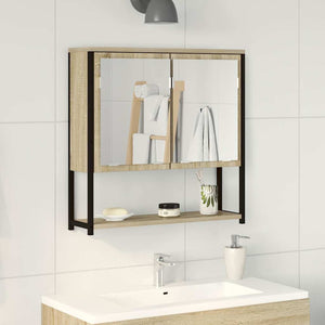 Mobiletto da Bagno con Specchiera  Rovere Sonoma 60x16x60 cm in Legno Ingegnerizzato 864340